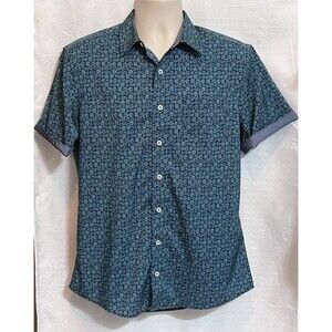 Nick Graham Floral Repeat Stretch Short Sleeve Mens S Blue Perennial Millennial